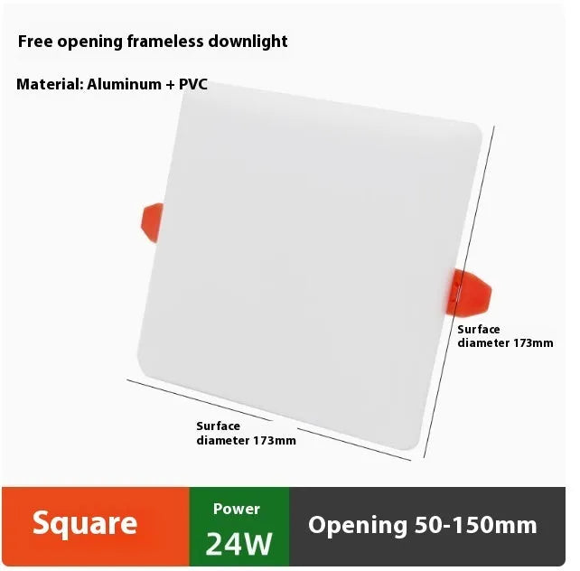Adjustable hole ultra-thin aluminium LED panel light in circle and square shapes