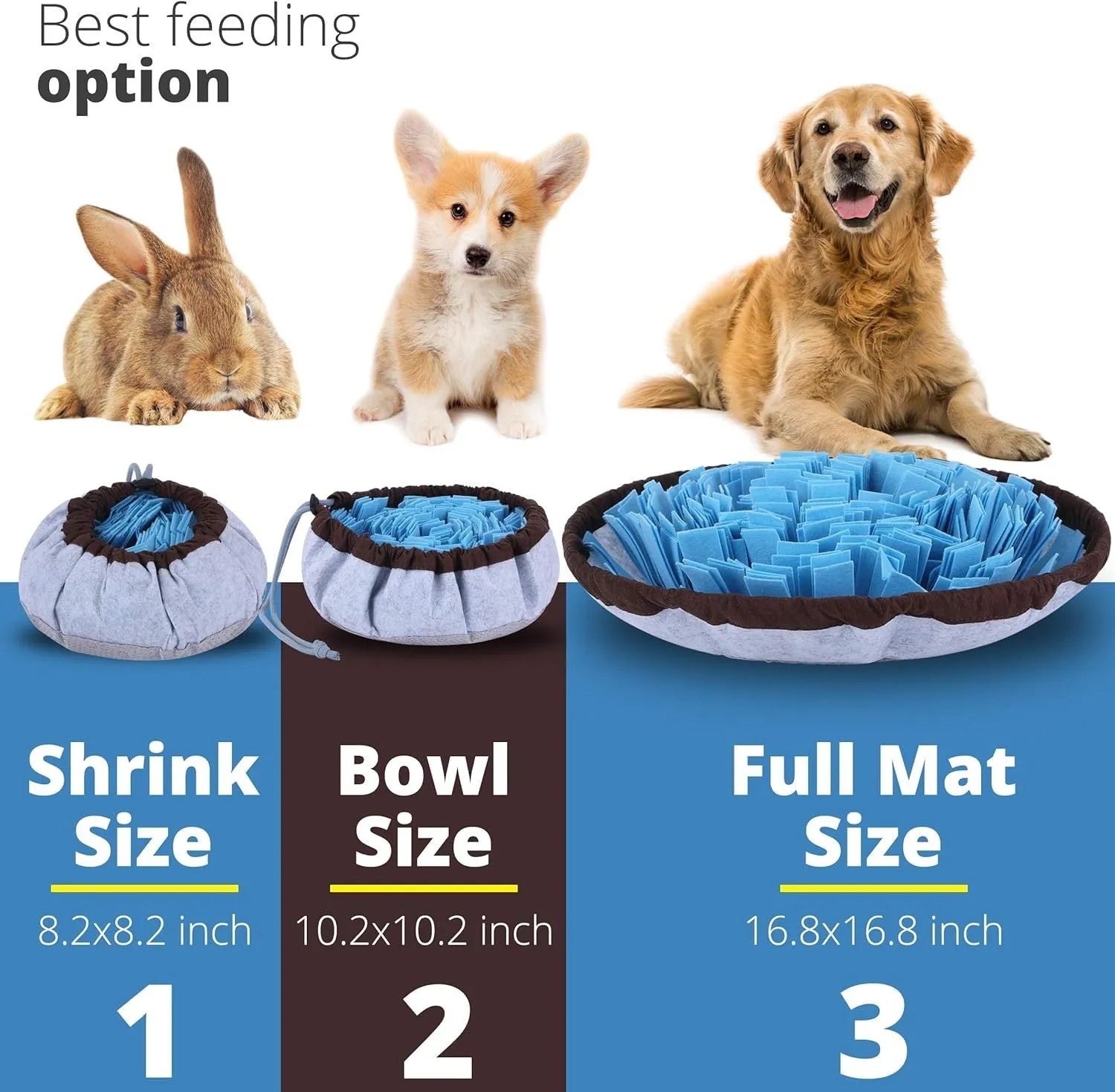 Blue adjustable snuffle mat for large dogs measuring 80cm across