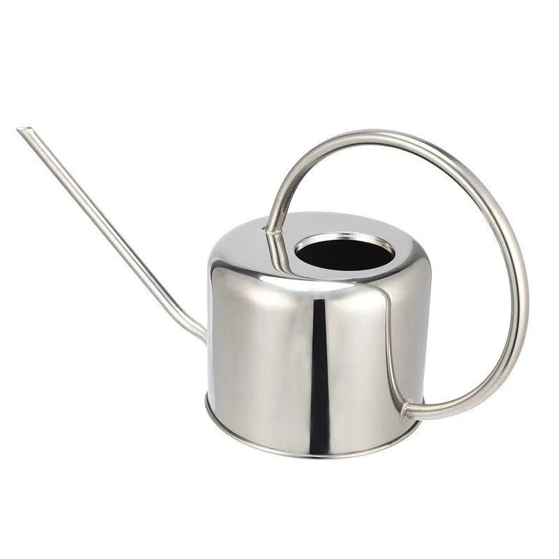 Stainless steel watering can with long spout showing black, gold and silver colour options