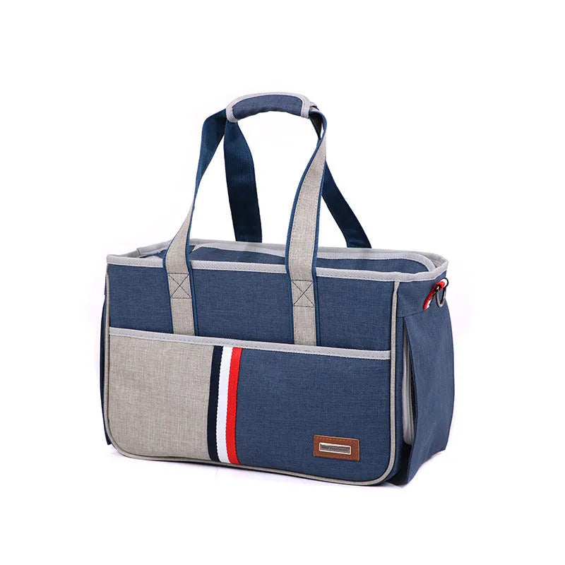 Pet shoulder bag made of matte Oxford cloth in black, for carrying cats or small dogs