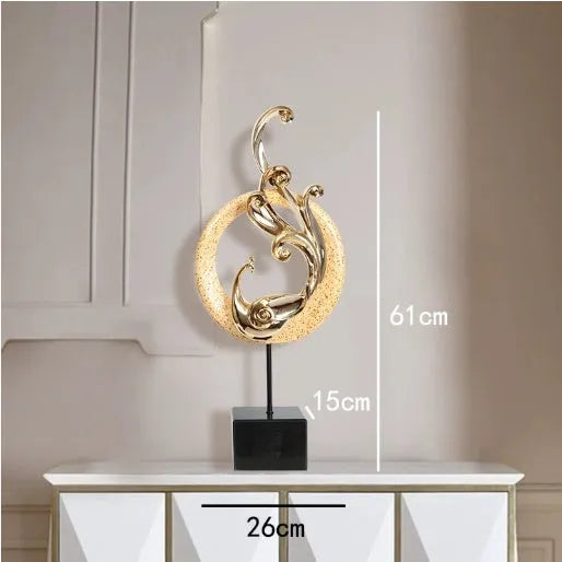 Synthetic resin phoenix ornament in rose gold, elegant silver and festive red colour options