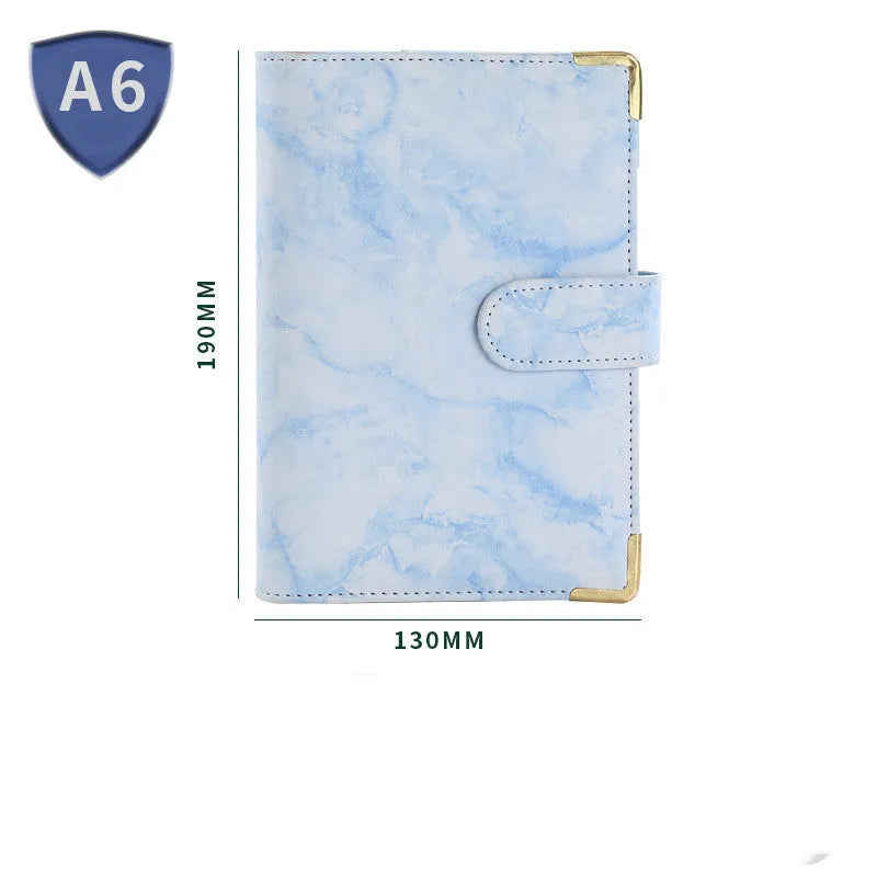 Removable notepad with marble pattern, PU cover, A5 size, 100 sheets of smooth 80G paper