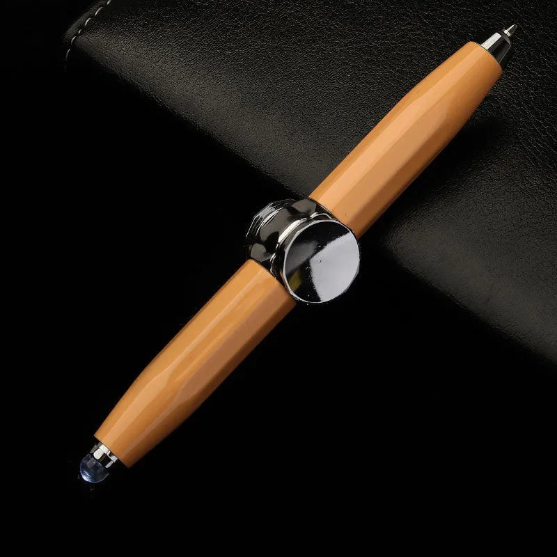 10.5cm metal ballpoint pen with spinning gyro decompression mechanism and LED light feature