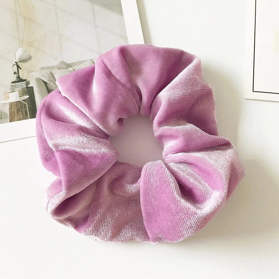 Flannel cloth hair tie for women – soft ponytail hair rope in multiple colour options including army green, black, camel, and wine red