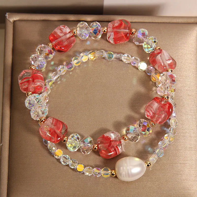 Women's crystal irregular stone bracelet with rhinestone accents available in purple colour