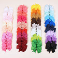 20 pairs of 3-inch grosgrain ribbon hair bow clips with alligator clips in mixed colours for toddlers