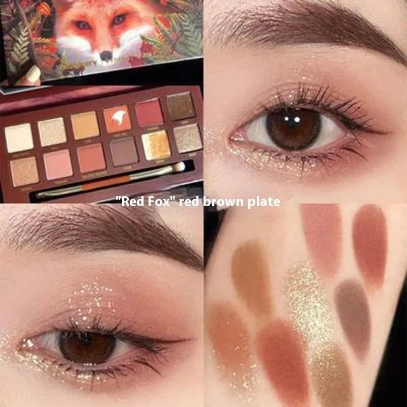 Explorer twelve-colour animal theme eyeshadow palette with twelve pressed powder shades