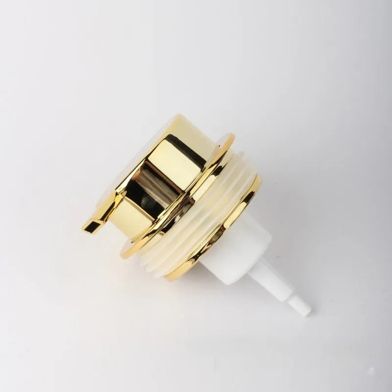 ABS plastic facial cleanser foam pump with large head in gold, silver, and black colour options.