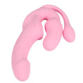 Pink double-headed dragon silicone dildo with remote control, three shock patterns, self-defense stick