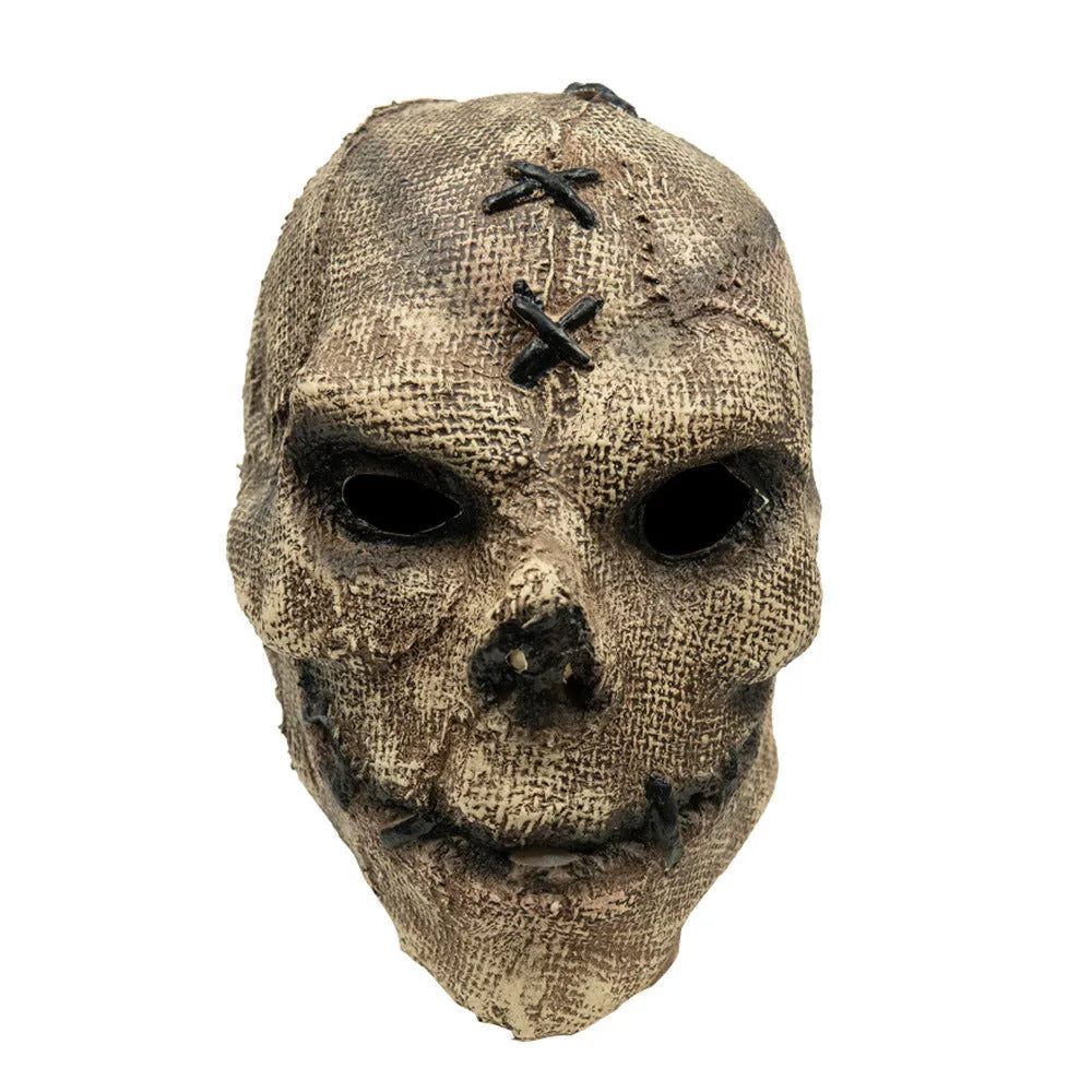 White latex skull mask with American-style detailing for Halloween costume