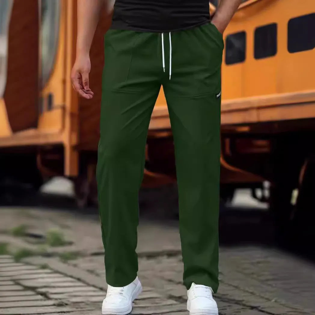 Men's polyester trousers for spring and autumn in light grey, available in sizes S to XXXL