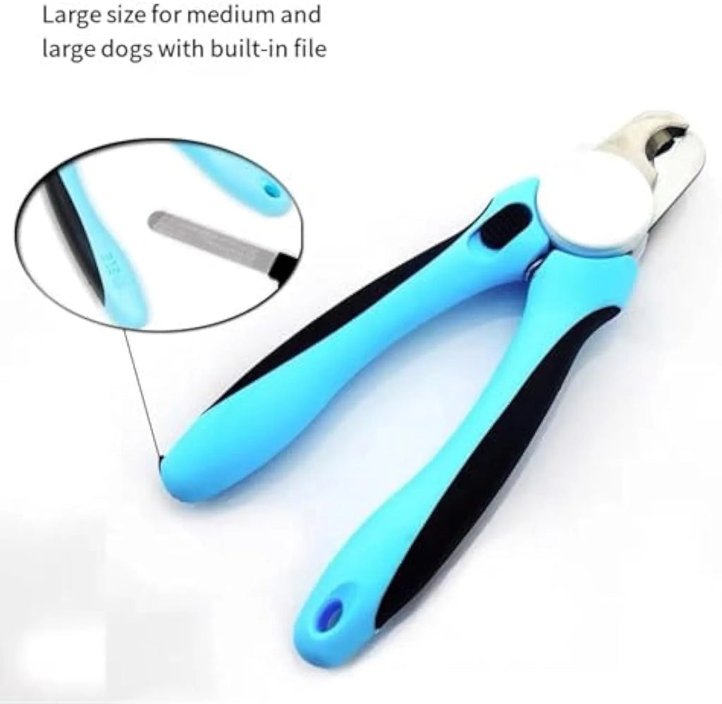 Blue heavy duty dog nail clippers with safety guard for large dogs and thick nails