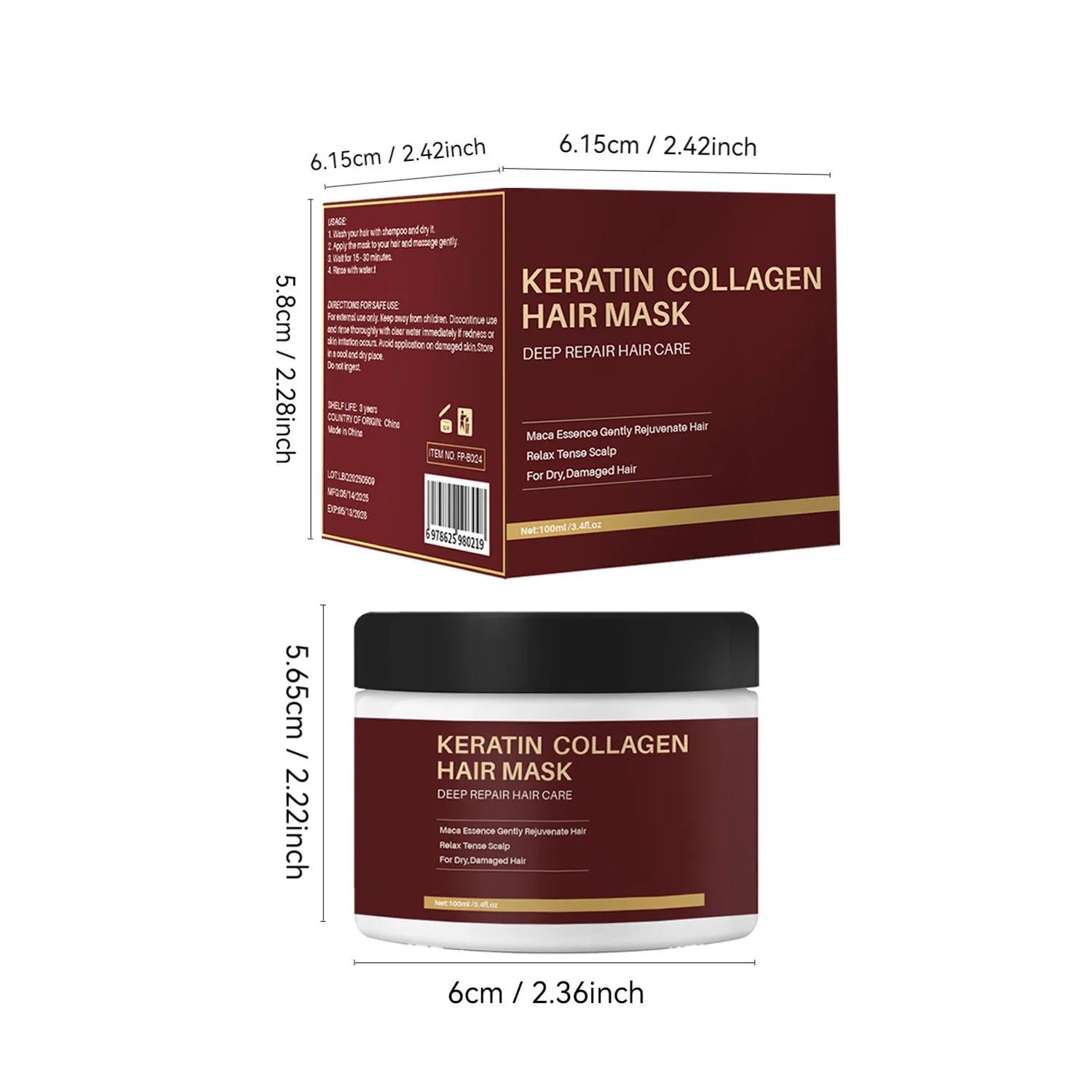 100ml collagen hair mask for dry hair repair and strengthening treatment