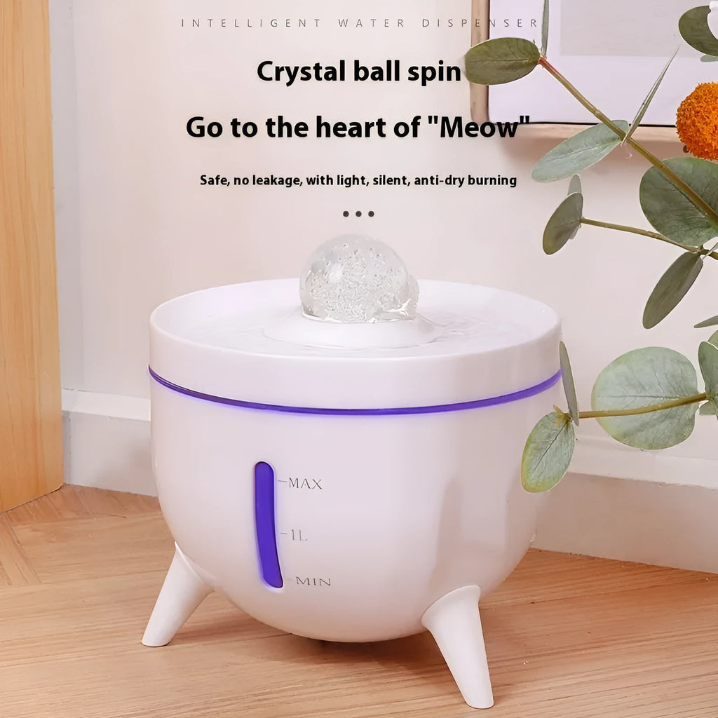 Crystal ball automatic circulating filter pet water dispenser 1800ml USB for cats