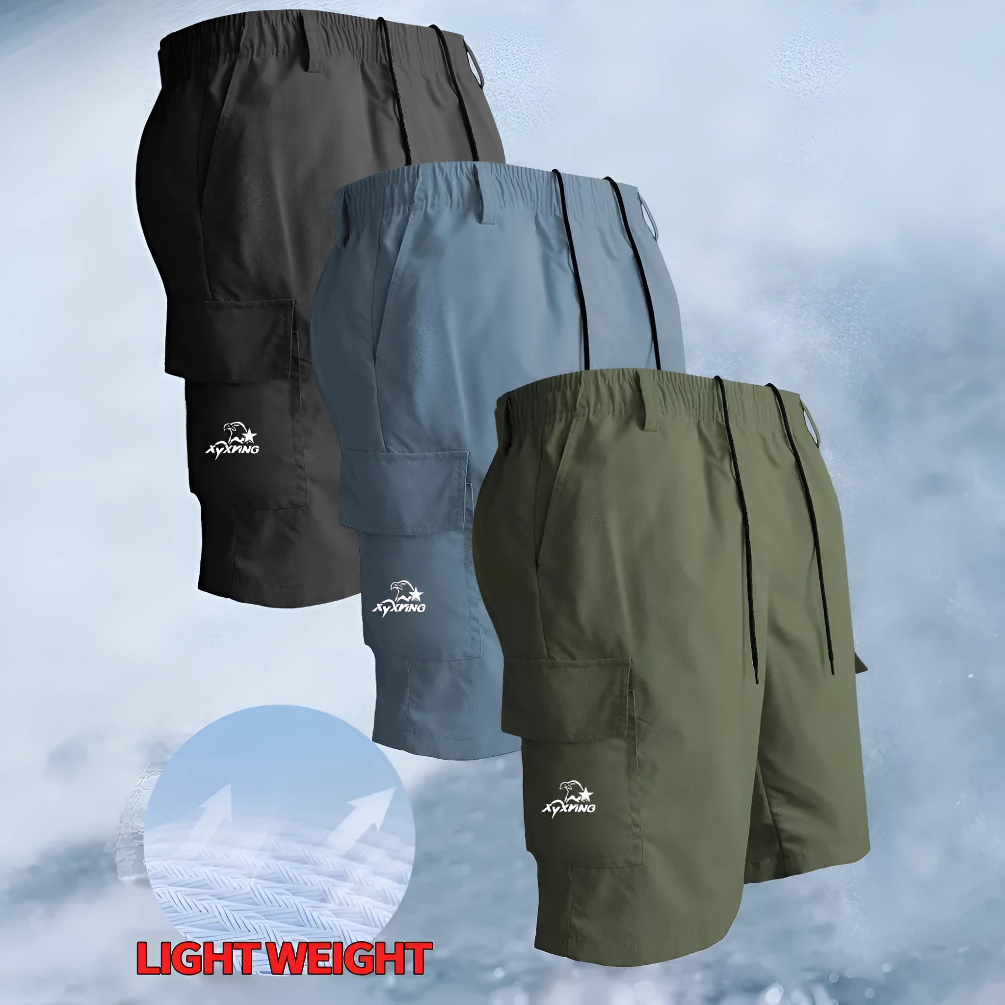 American style loose straight casual sports shorts in micro-elastic polyester fabric