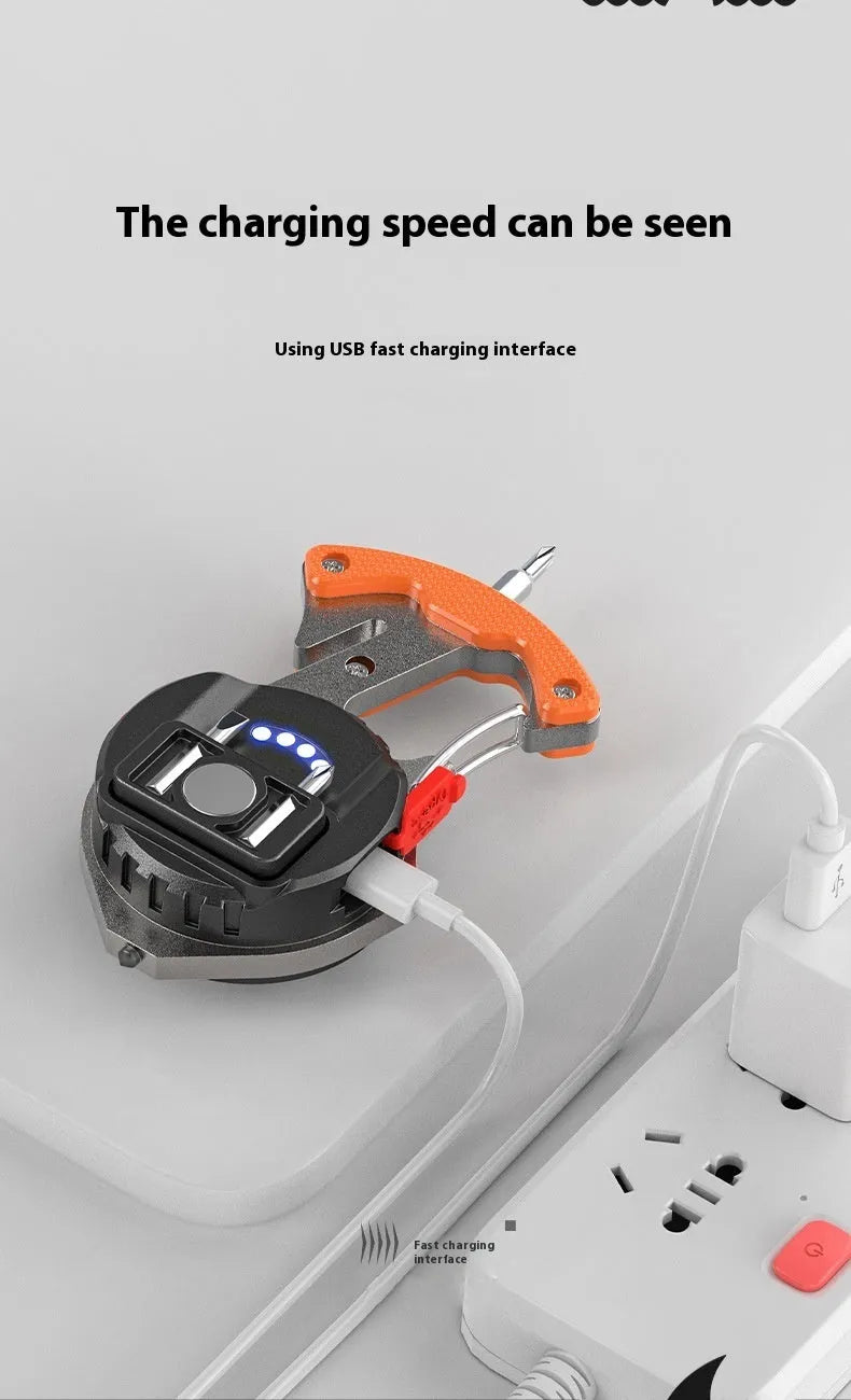 Multifunctional keychain flashlight with emergency tools including window breaker and screwdriver