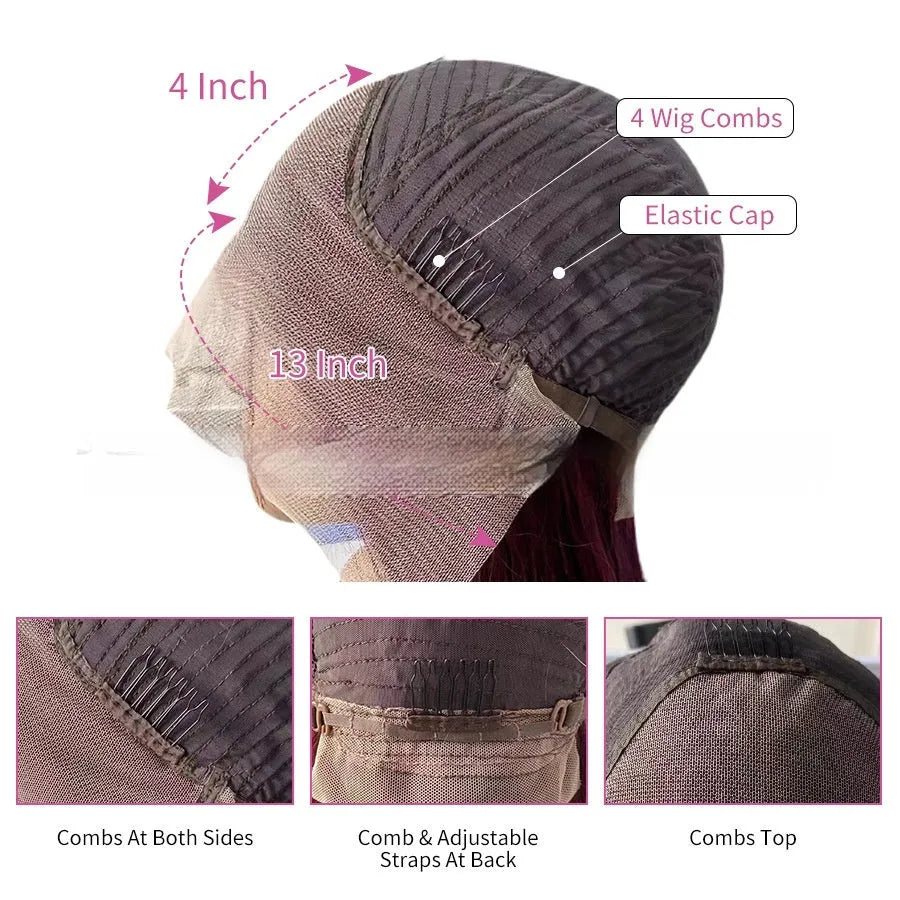 Real human hair lace front wig with gradient colour in Ruili style, showing length options.