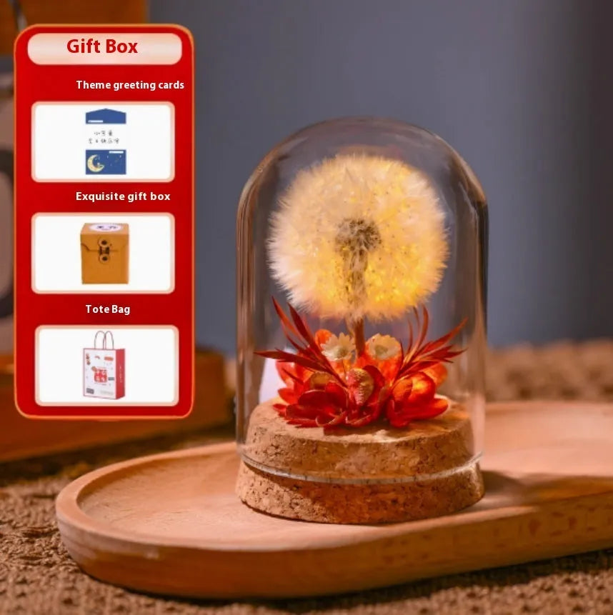 Glass dandelion-shaped night light ornament with colour gradient options