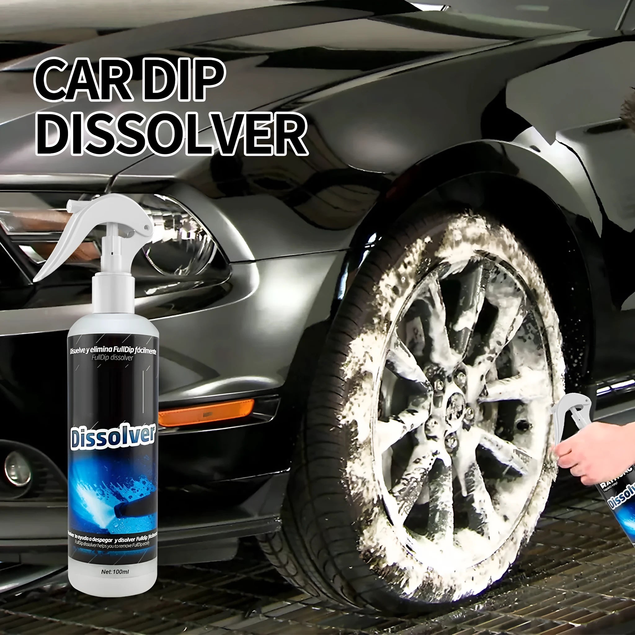 100ml bottle of water-based car foam cleaning agent for seat stains and paint maintenance