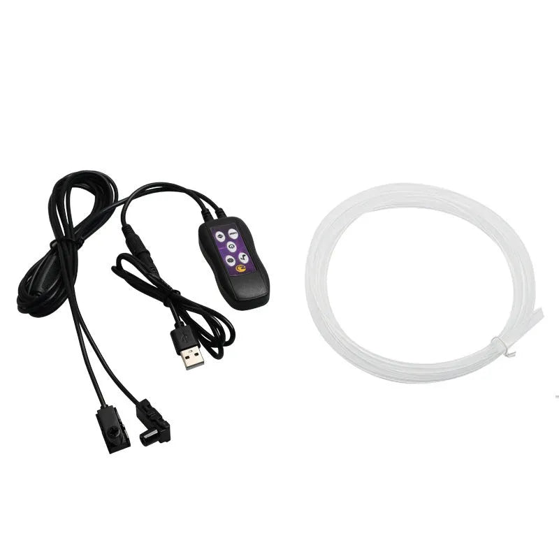 USB-powered colour changing LED ambient light strip for car dashboard and centre console illumination.