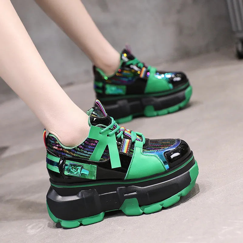 Daddy's Shoes women's lace up patent leather casual shoes with cross straps, black colourway, side view
