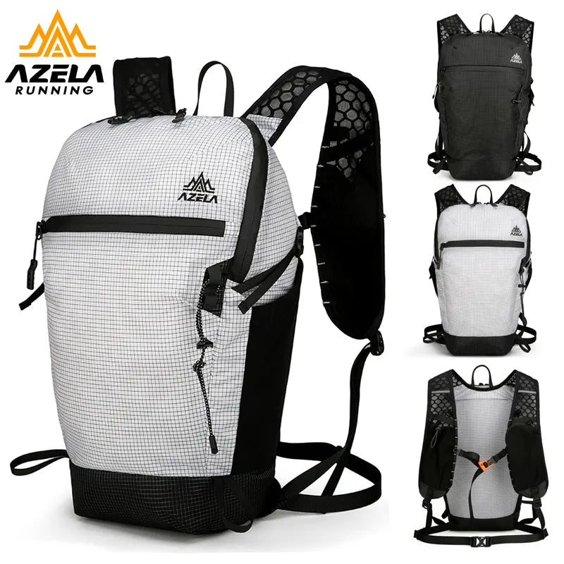 AZELA Grid Pattern Lightweight Hiking Backpack in black with breathable mesh back panel