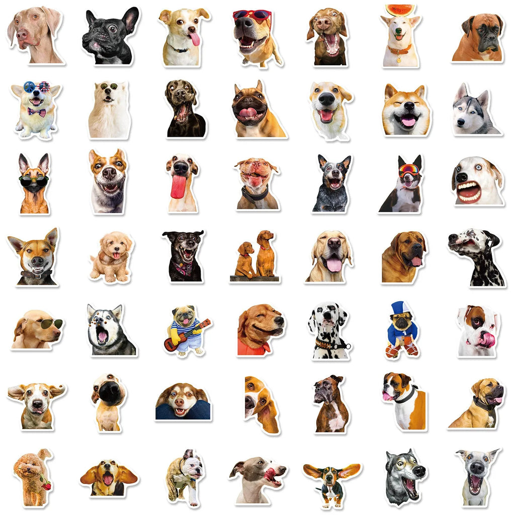 Realistic dog facial expression sticker sheets in Nordic style designs for planners and journals