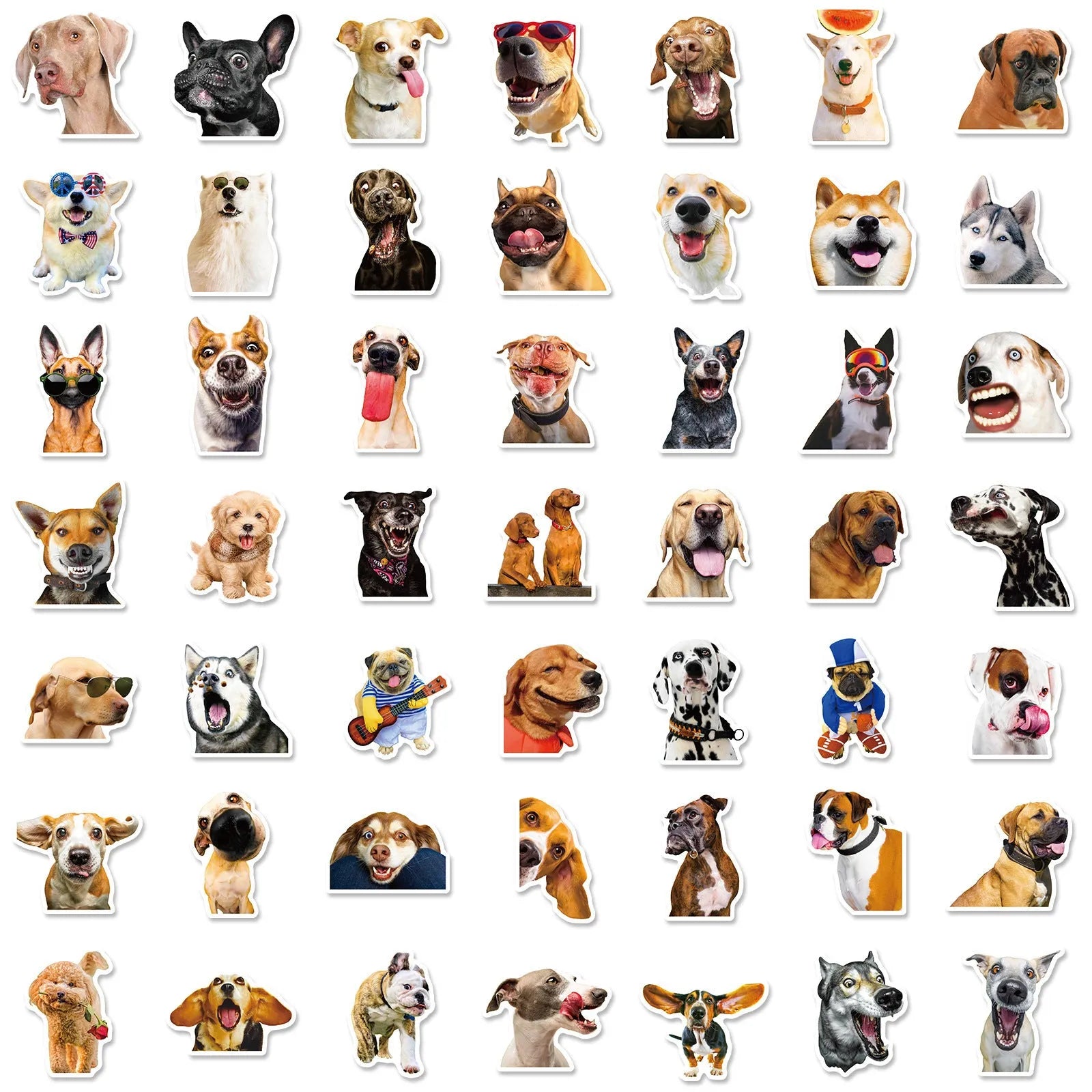 Realistic dog facial expression sticker sheets in Nordic style designs for planners and journals
