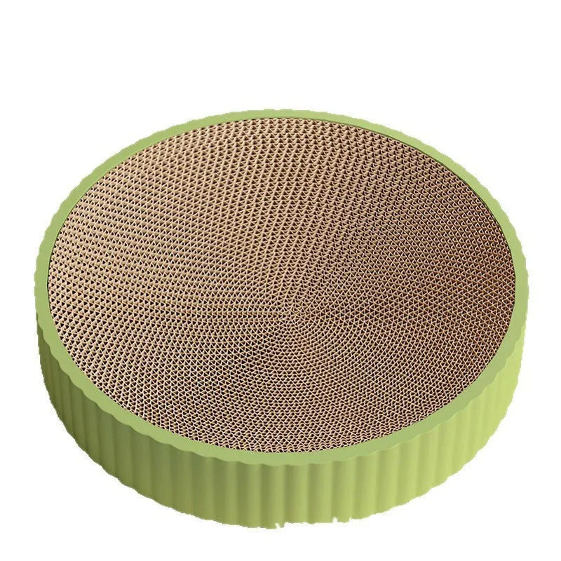 55cm round green cat scratching board with replaceable corrugated cardboard insert