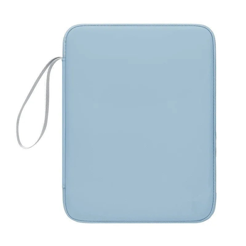 Imitation leather tablet protective case with carry handle in light grey colour