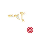 S925 sterling silver geometric zircon tassel earring set with three pairs showing different gold-plated colour variants