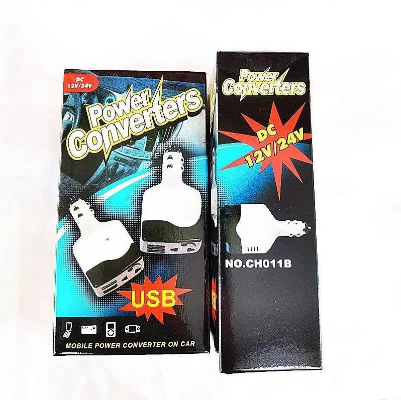 Car cigarette lighter power supply transformer with USB output for mobile phone charging