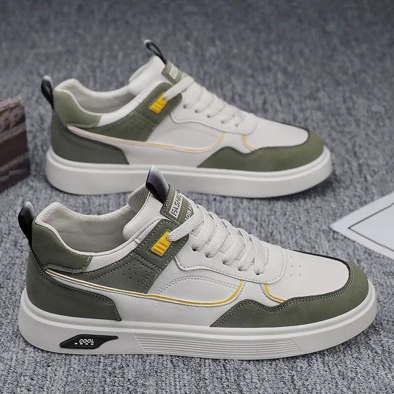 Men's Korean-style canvas board shoes in black, beige, or grey with round toe and low-top design