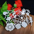 Silver carbon steel flower cutting die for paper crafts measuring 14.3 by 9.9 cm