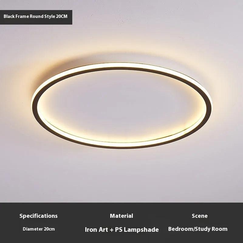 Minimalist LED ceiling lamp in black, gold or white finish with adjustable tricolour lighting