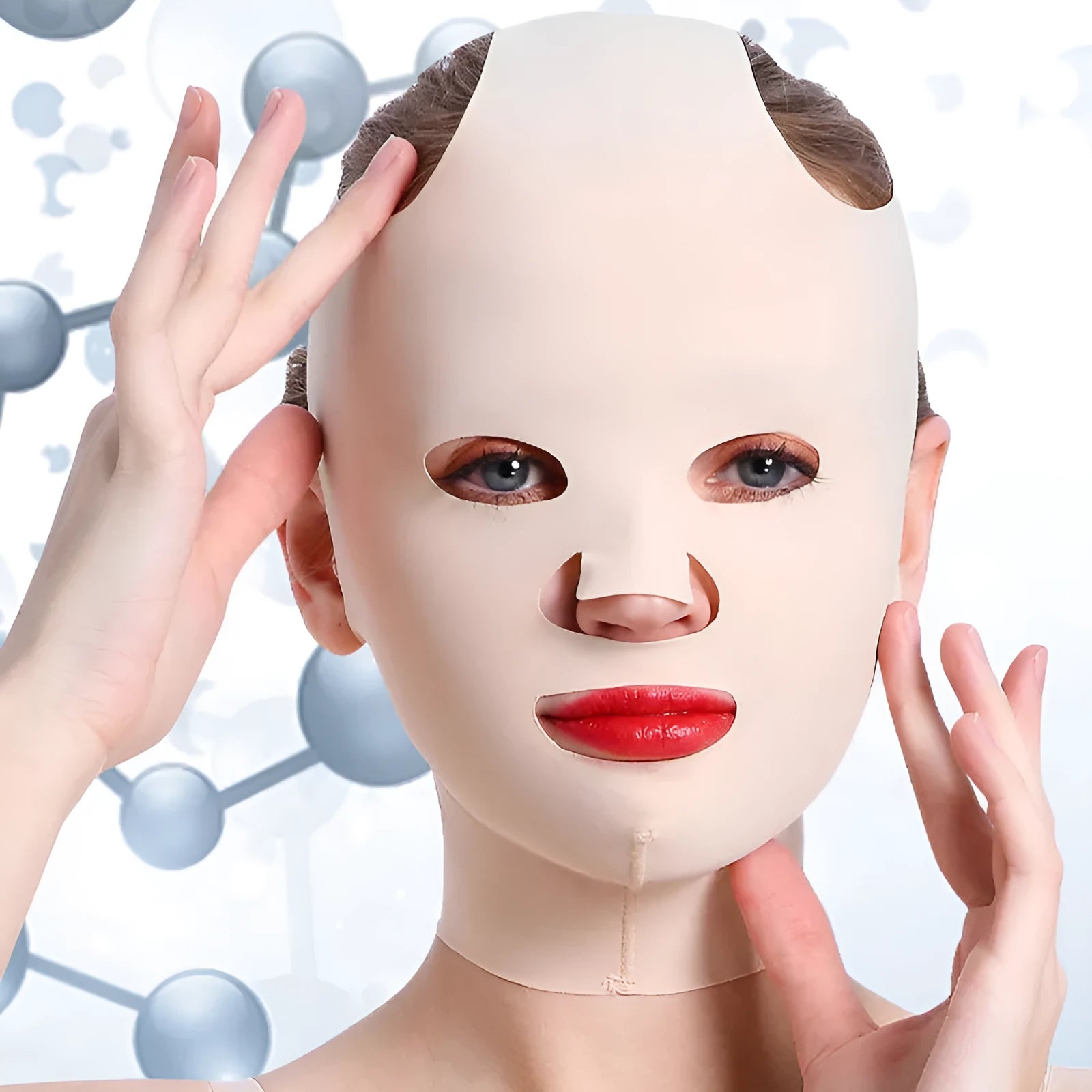 Full face carving mold beauty skin lifting headgear V face mask in skin tone colour