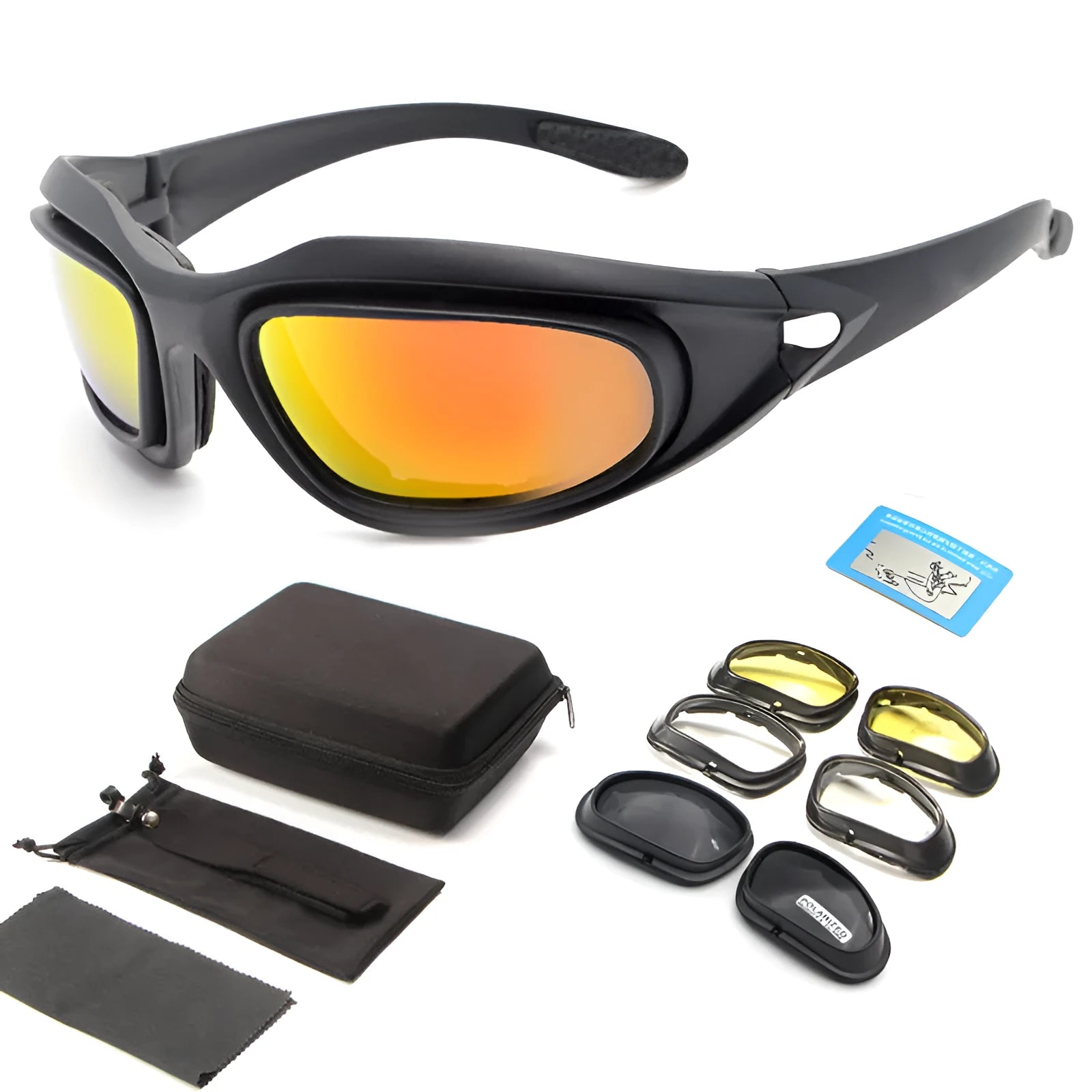 Tactical polarized sunglasses with full rim PC frame for outdoor cycling and sports