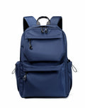 Student backpack casual men's backpack Oxford cloth anti-theft USB charging expandable 20-35L blue