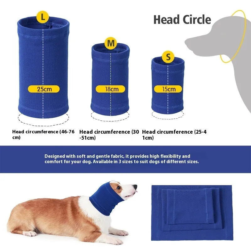 Blue polyester dog headband scarf showing casual style design for pet comfort