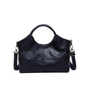 Women's horizontal square handbag in royal blue with stitching detail, 29x12x20cm, PU material