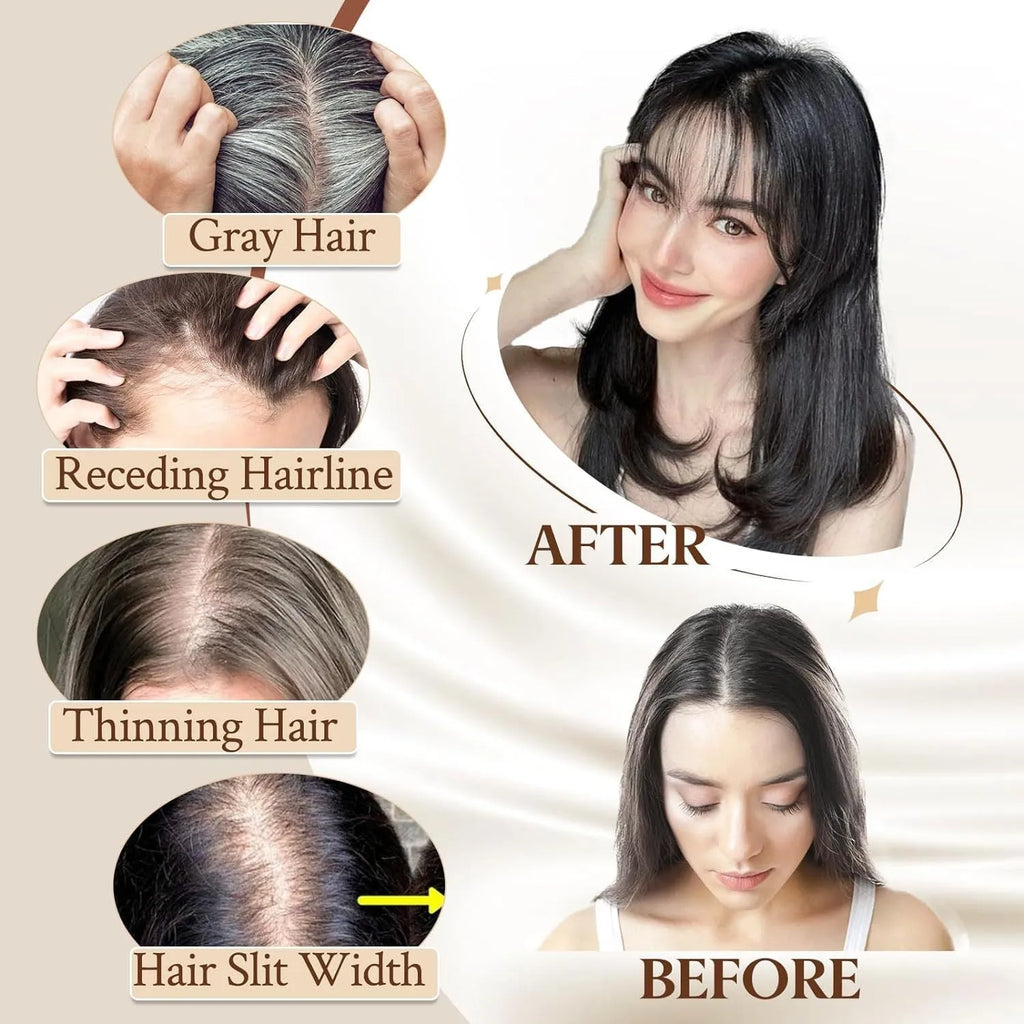 Women's hand-woven high temperature fibre wig natural lightweight breathable cover grey hair invisible cap
