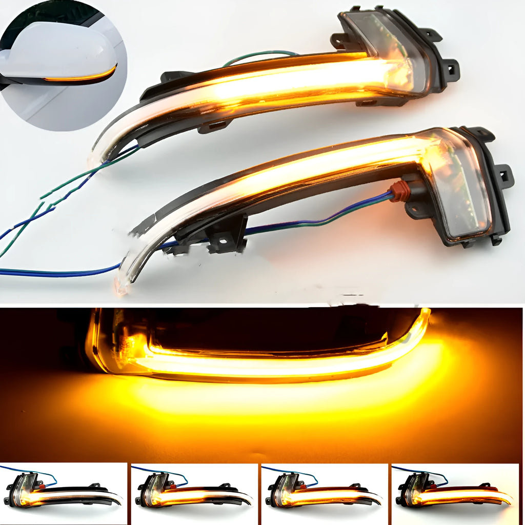 Dynamic LED mirror turn signal for Audi B8 B8.5 models in crystal white or black
