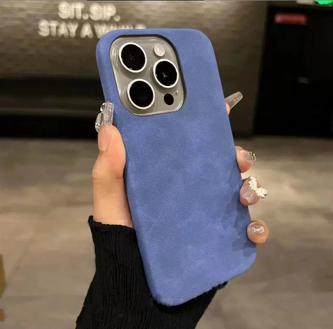 New high-grade solid colour suede phone case with frosted finish for iPhone models