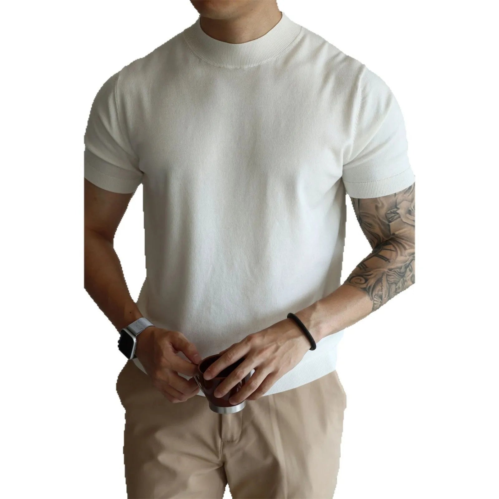 Men's slim-fit polyester t-shirt in multiple colour options for commute and office wear