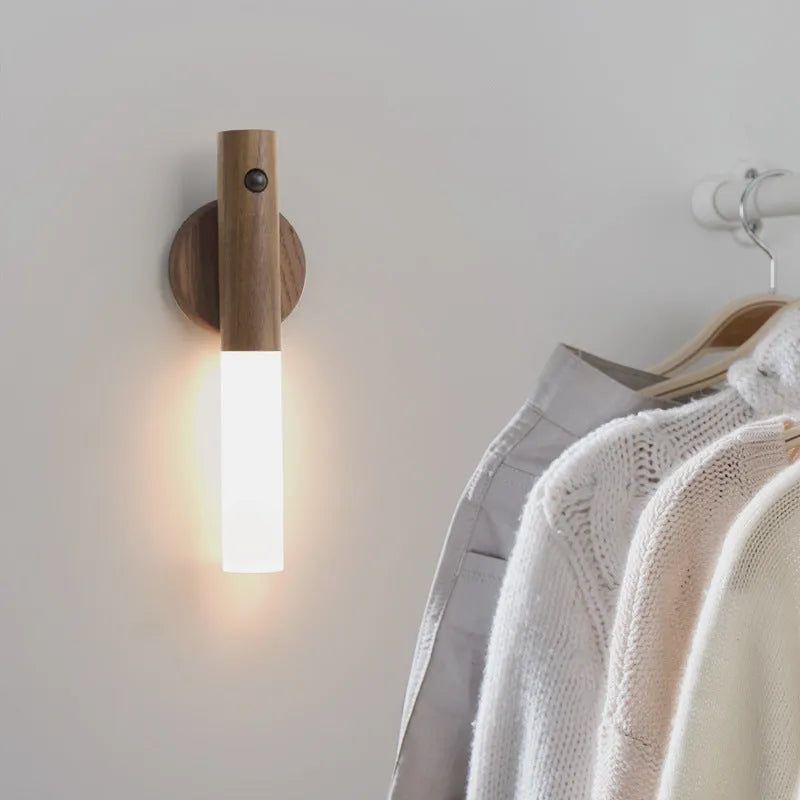 Smart Sensor Light LED desk lamp solid wood base organic glass panel warm white light