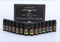 Aromatherapy essential oil set of 14 bottles, 10ml each, 100% purity, with labels for different scents