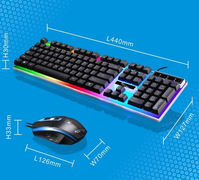 G21 wired USB mouse and PS/2 keyboard set in black with cable and ergonomic design