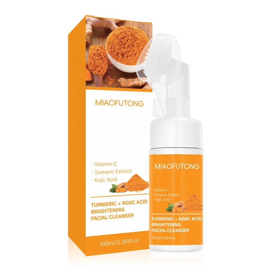 Turmeric Cleansing Mousse Facial Cleaning Pad set with 30 pads, ginger soap, and storage net