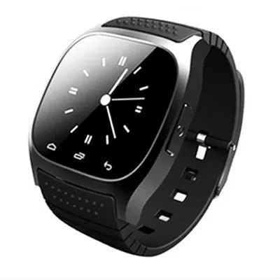 Smart Bluetooth sports watch in black, white, and blue colours showing cross-platform compatibility