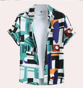 Men's loose fit camouflage print t-shirt with short sleeves and 3D digital stitching detail.